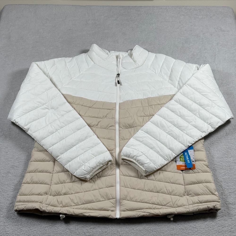 Columbia Powder Pass Jacket Womens  White Beige Insulated Puffer NEW XXL